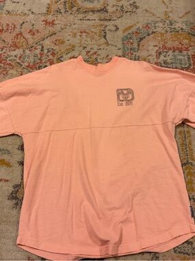 Disney Peach Crewneck Long Sleeve Tee with Sparkle Logo